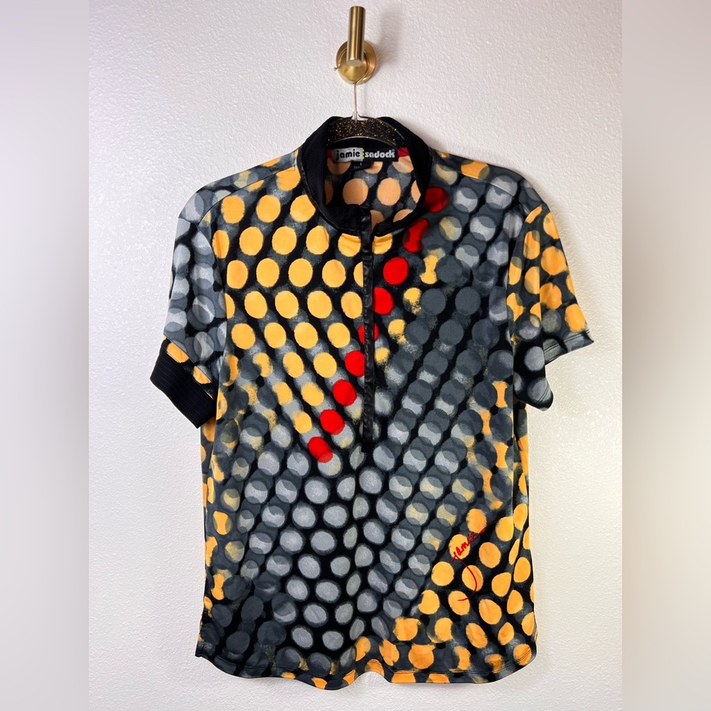 Jamie Sadock Mock Neck Half Zip Golf Tennis Pickleball Honeycomb Top Size L